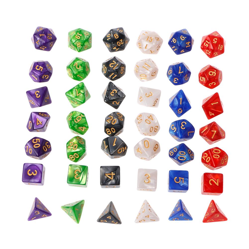 Dados de oro poliédrico para Pathfinder, 7 Uds., D20 D12 2xD10 D8 D6 D4