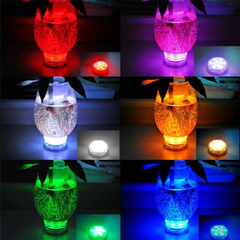 10 Led Remote Controlled Rgb Submersible Light Battery Operated Onderwater Night Lamp Outdoor Vaas Kom Tuin Partij Decoratie