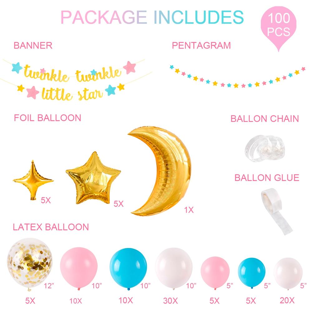 Glimt liten stjärna baby shower dekor 1st första grattis på födelsedagen fest dekor bunting girlander stjärna kön avslöja dop dekor: Default Title