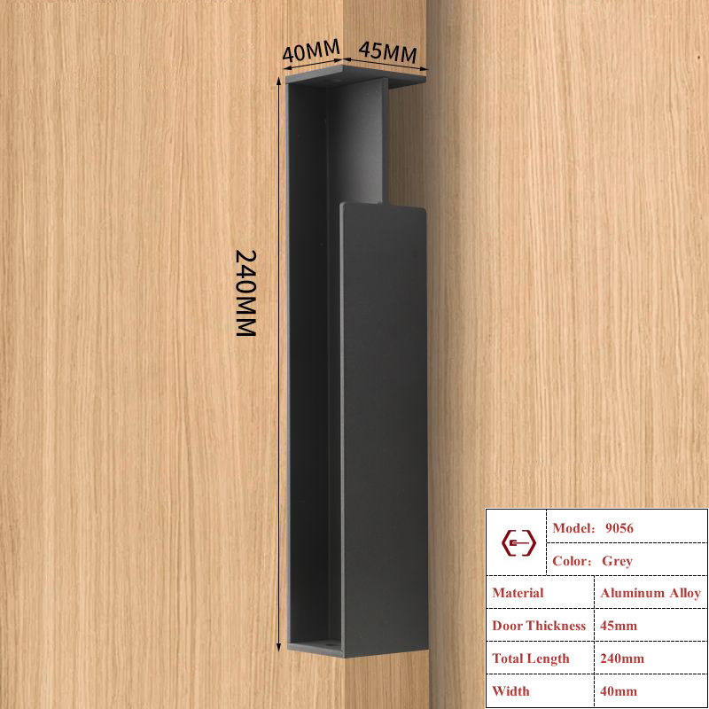 Poignée de porte coulissante invisible de style industriel poignée de porte coulissante intégrée poignées de porte latérales en alliage d'aluminium anti-collision: Or