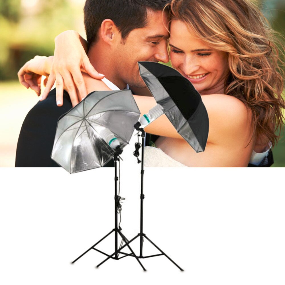 1Pcs 83cm 33" Photo Studio Flash Light Grained Black Silver Umbrella Reflective Reflector