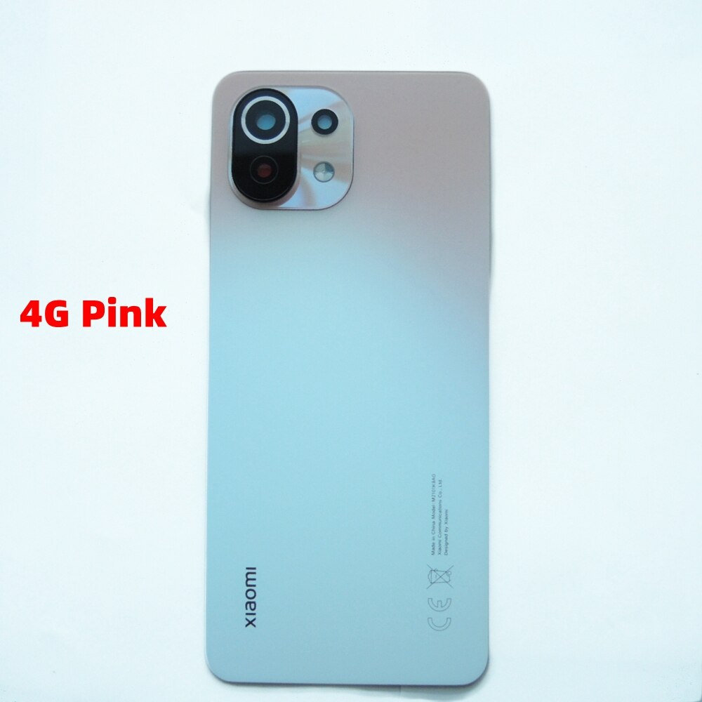 Original för xiaomi  mi 11 lite 5g ne baklucka  mi11 lite med kamera glas lins bakre batteri glasdörr hölje fodral delar: Rosa  ce 4g