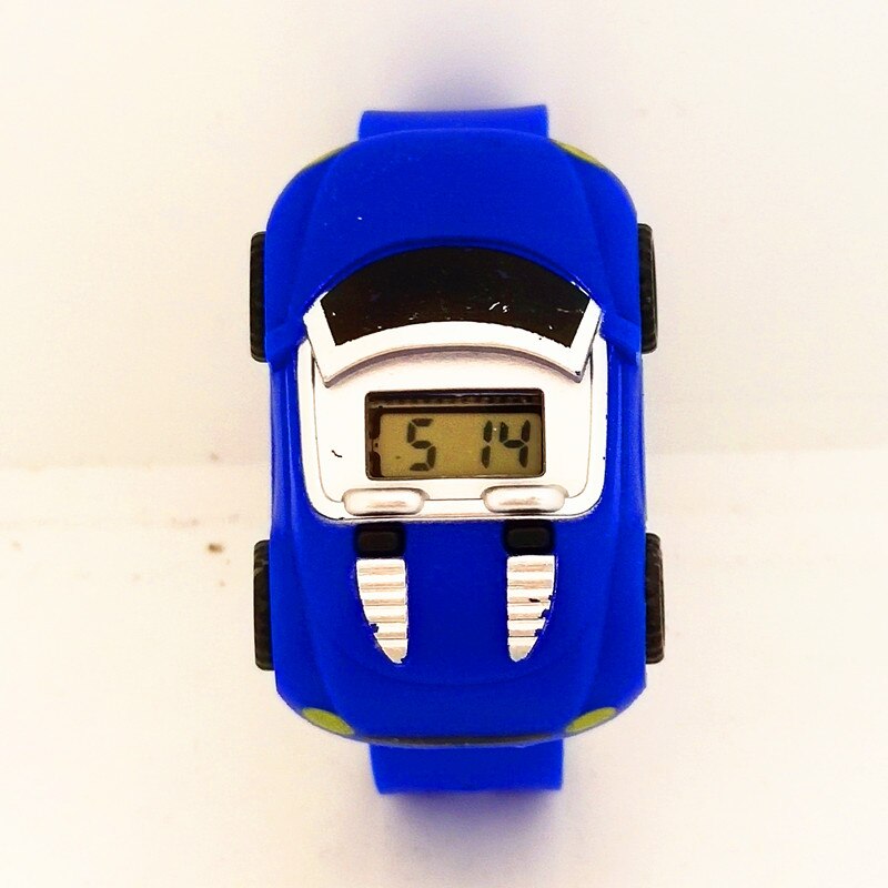 Reloj con pantalla LED para niños, juguete desmontable de coche de dibujos animados, pulsera Digital de de Navidad para niños y niñas: Azul real
