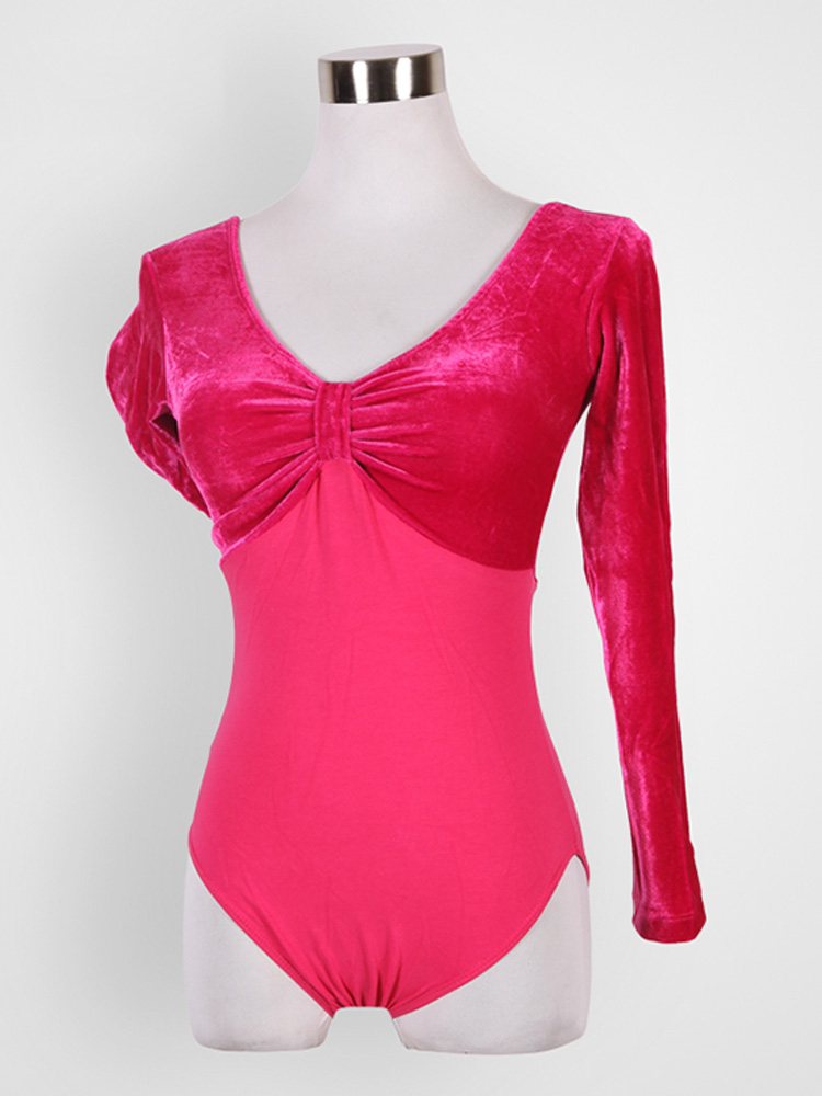Ballet leotard for Women Winter Cotton Spliced Velvet Dance Wear Adult Training Tights Yoga Gymnastics Jumpsuit Clothes: XXL / green