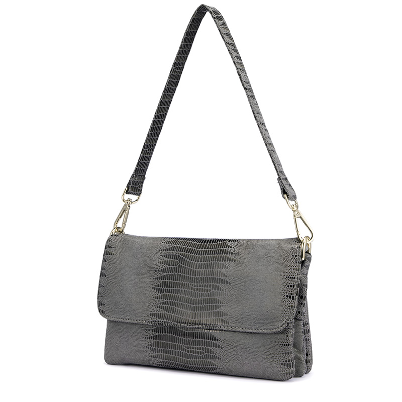 Bolso de hombro para mujer REALER, bolsos de lujo para mujer, bolsos cruzados de para mujer, bolsos de mano de noche con estampado animal: Gris