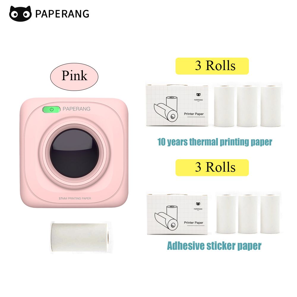 PAPERANG-Impresora térmica de bolsillo P1, dispositivo de impresión portátil, inalámbrica, BT, móvil, 200dpi, para fotos, imágenes, recibos, etiquetas adhesivas: Set 1-P