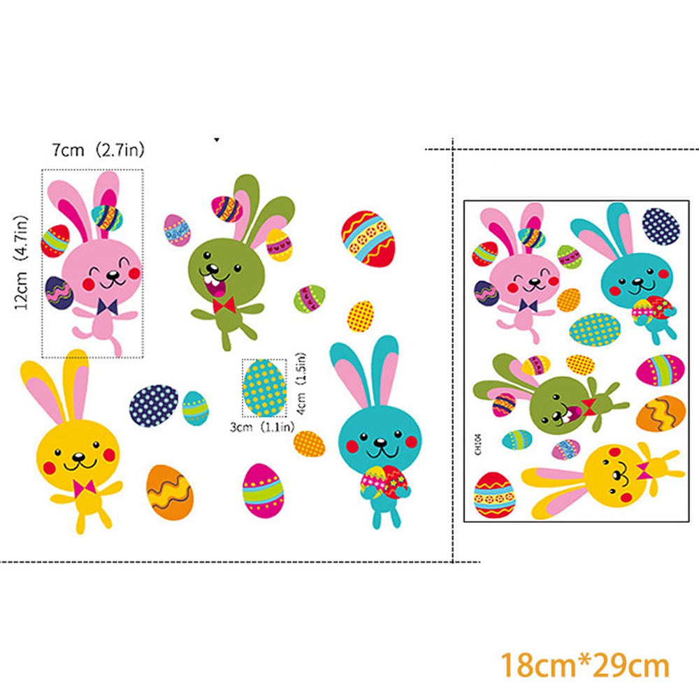 Happy Easter Electrostatic Window Stickers Rabbit Eggs Chick Wall Sticker Easter Decor for Home Easter Party Bunny Wall Decals: M