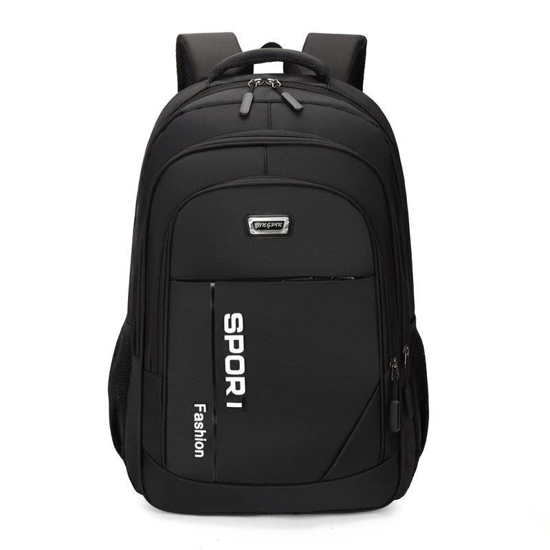 Nylon Men's Laptop Backpack Large Capacity Computer Travel Backpacks Leisure Student School Bag: Black