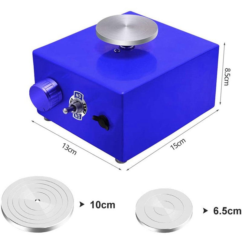 Rueda giratoria pequeña para cerámica, rueda eléctrica para máquina de alfarería, herramientas para arcilla con bandeja para trabajo de cerámica, enchufe europeo