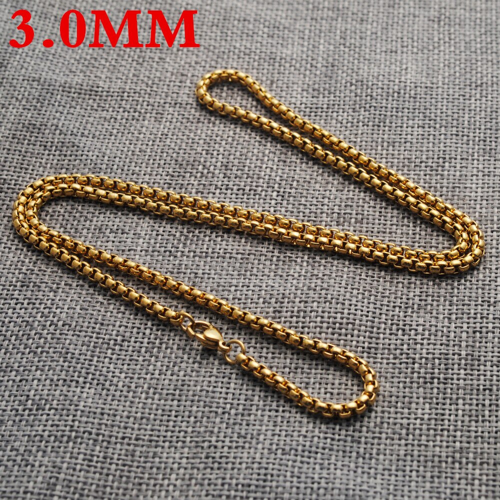 HNSP-collar de cadena de acero inoxidable para hombre, joyería para el cuello, accesorios colgantes, cadenas masculinas de Color plateado: 50 cm / Oro oscuro