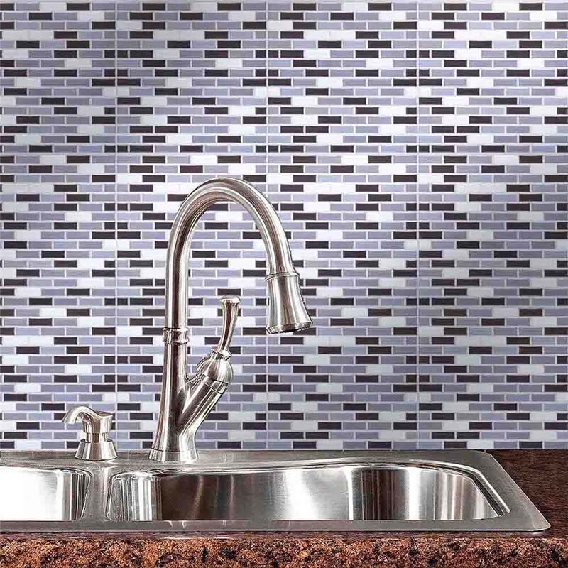 3D Zelfklevende Wandtegels Slimme Tegels Glitter Mozaïek Zelfklevende Tegels Mozaïek 9-Inch x 9-Inch backsplash voor Badkamer: grey