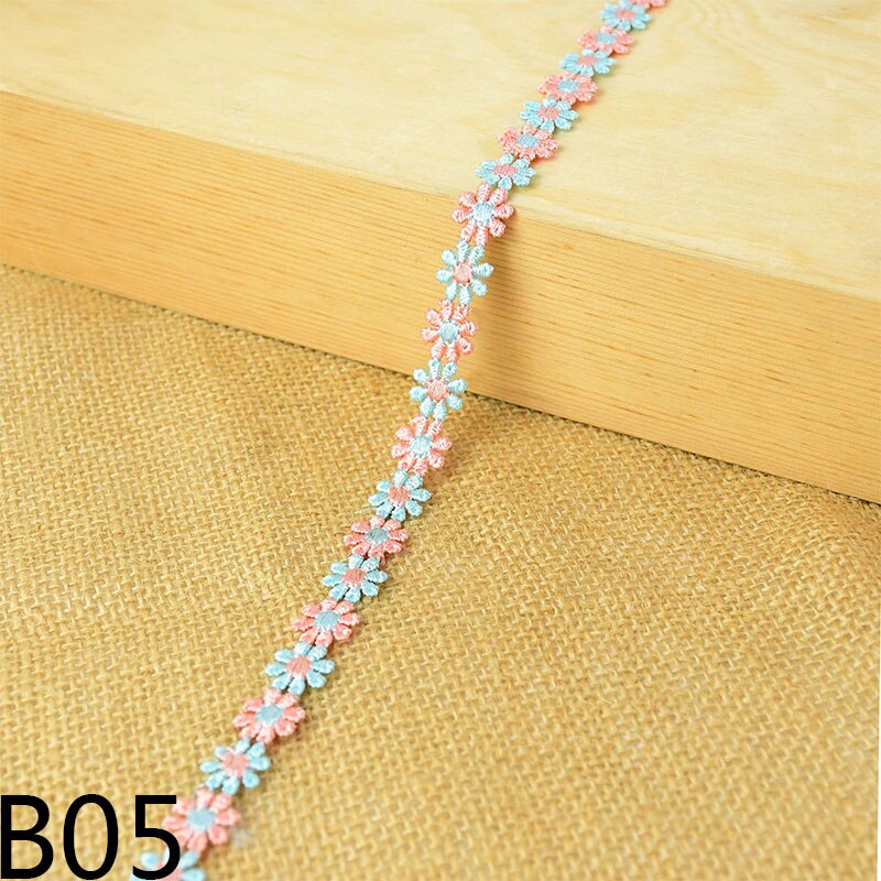 3 yards 12mm broderi lille marguerit bånd rulle polyester blomst blonder stof trim til gør-det-selv tøj syning håndværk tilbehør levering: B05