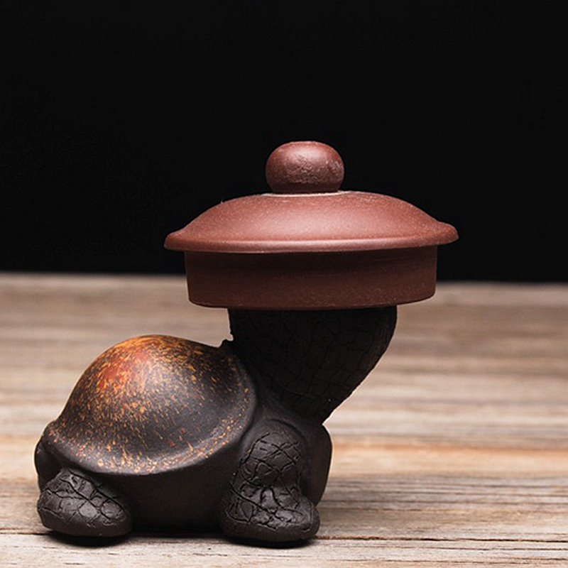 Cute purple clay tea Pet Tortoise tea pot lid holder for teatray teaboard tearoom Decoration Handcrafts Window display