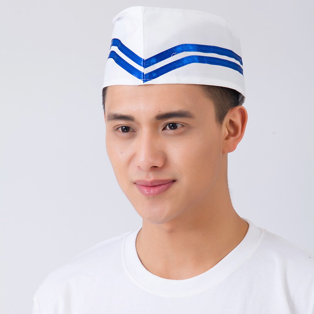 Hommes femmes bleu marine Style chapeau Restaurant hôtel cuisine restauration Sushi Chef chapeaux respirant plat chapeaux travail porter casquettes accessoires