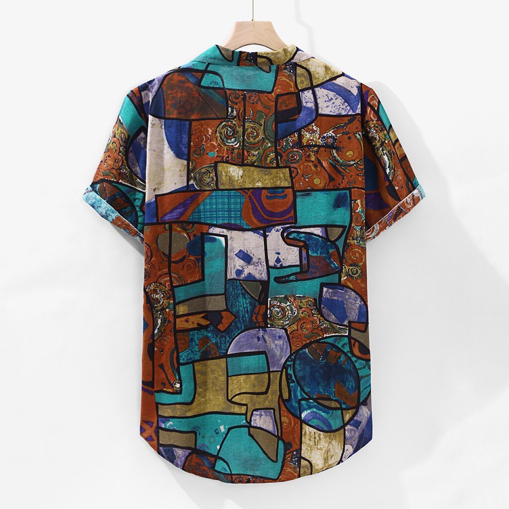 Arrivals Casual Print Brand Shirt Men Short Sleeve Button Tops Loose Men Beach Hawaiian Shirt M-4XL