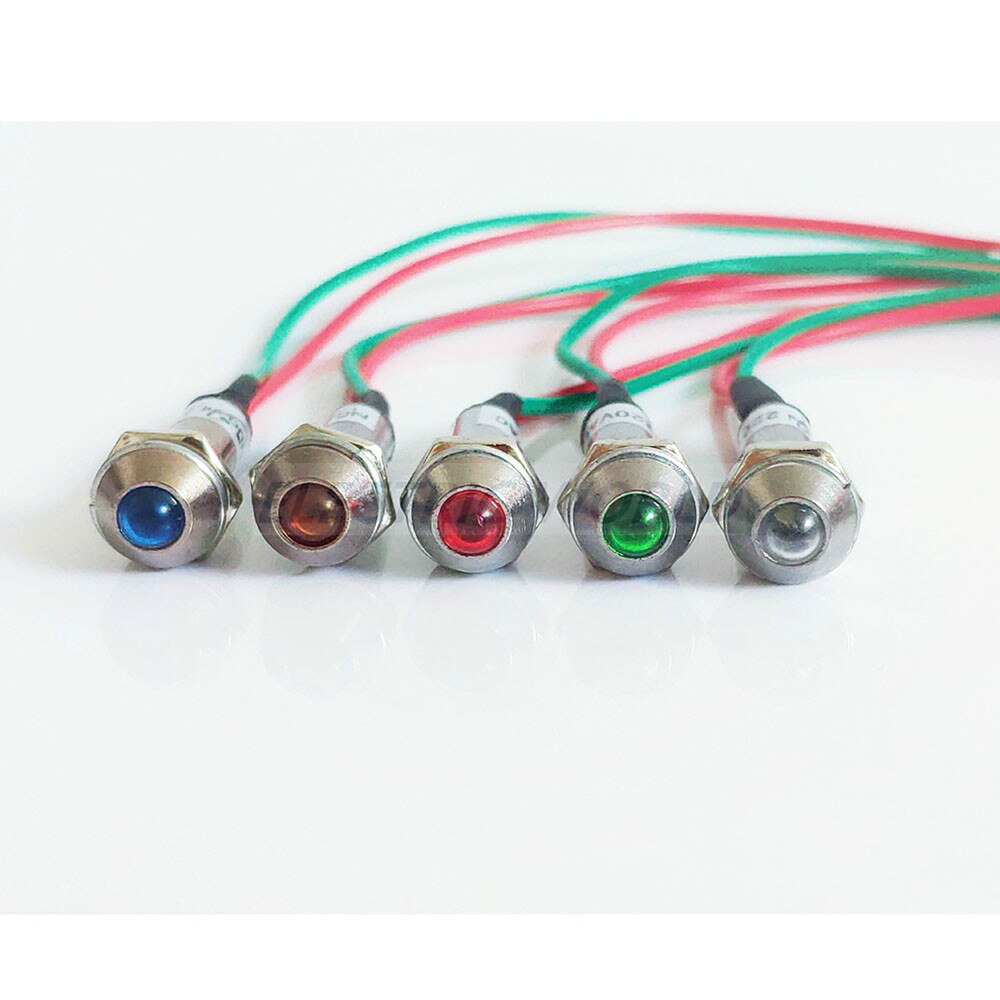 8mm metal Indicator lights waterproof Signal lamp with wire 12V 24V 220v power signal lamp LED indication mini indicator light