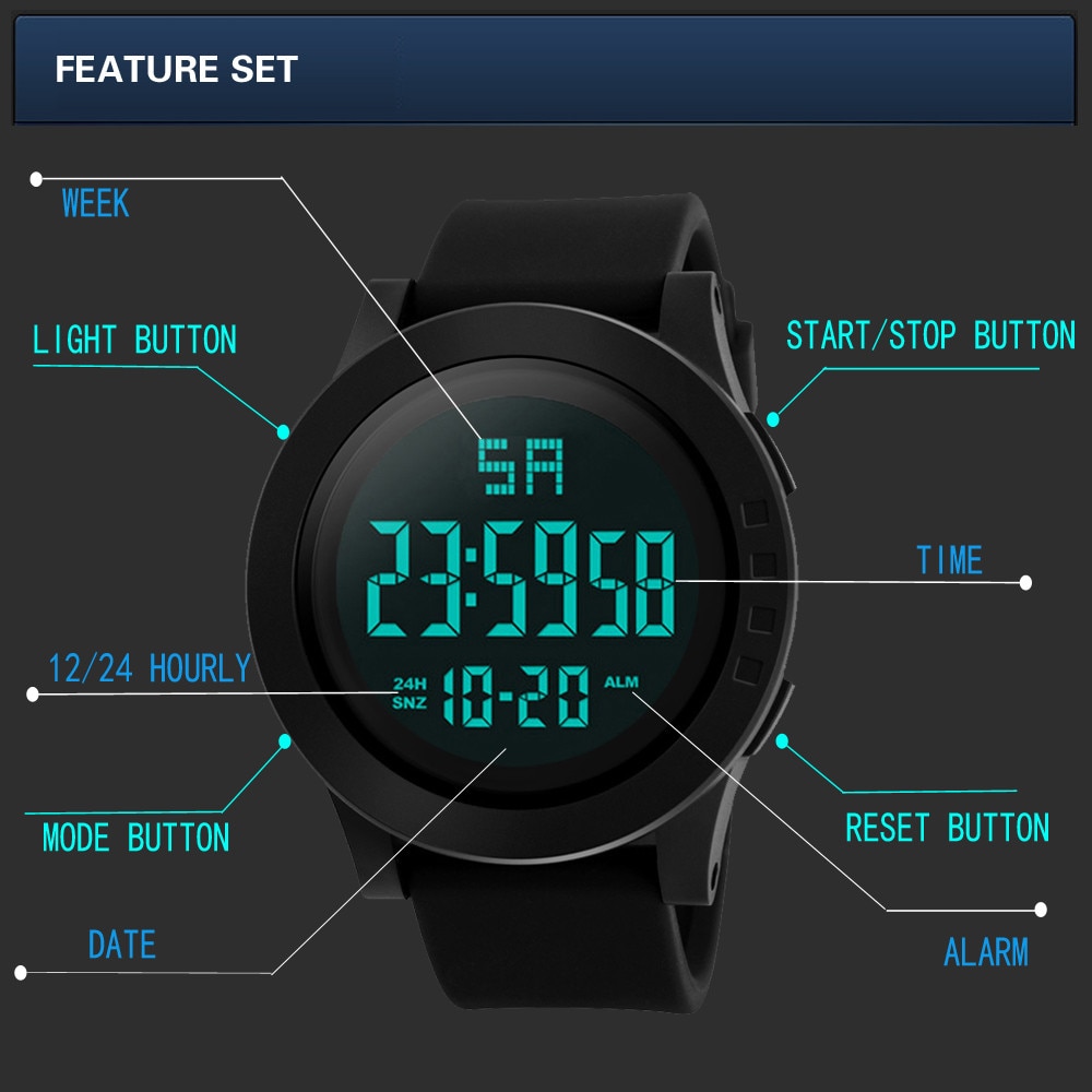 Brand Digital Wristwatch Men Relog Digital Resistant Watch 30m Waterproof Casual Sport Wrist Watch Relogio Masculino