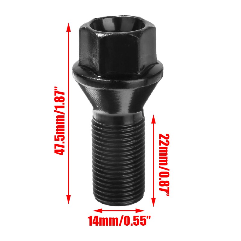 4 kpl  m14 x 1.25 musta pyörän lukitusrenkaan pultti mutteri teräs 36136781151 bmw  x3 x5 e70 e71 f20 f25 x5 x6: lle