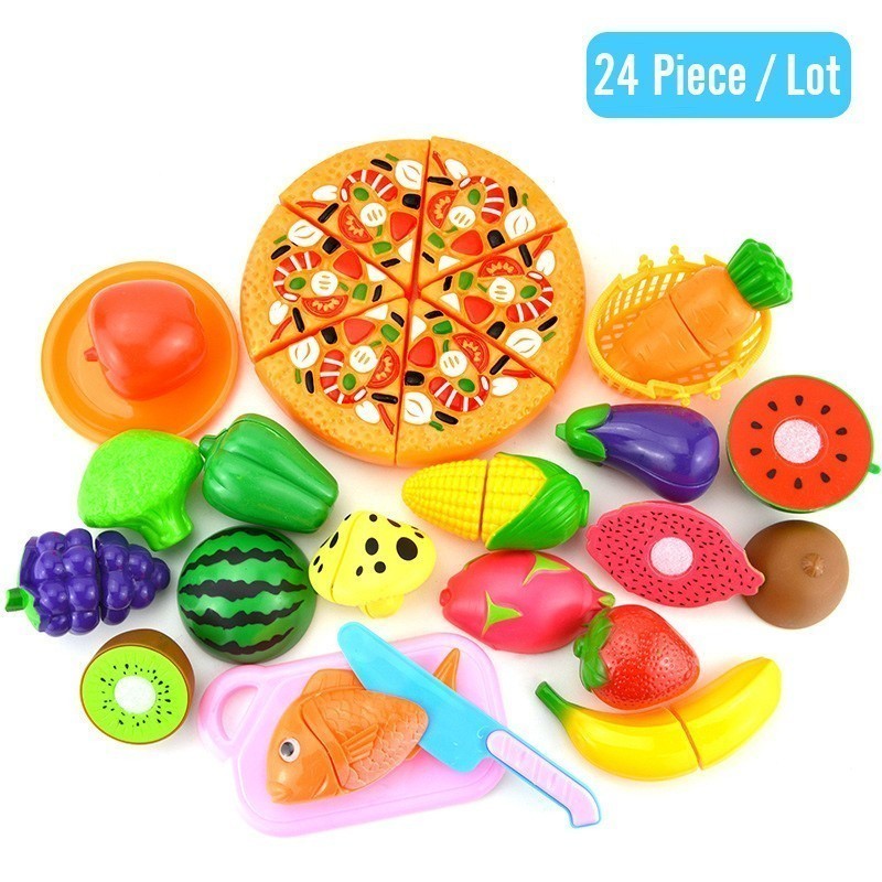 12-24 PCS Pretend Play Plastic Voedsel Speelgoed Snijden Fruit Groente Voedsel Pretend Play Kinderen Voor Kinderen