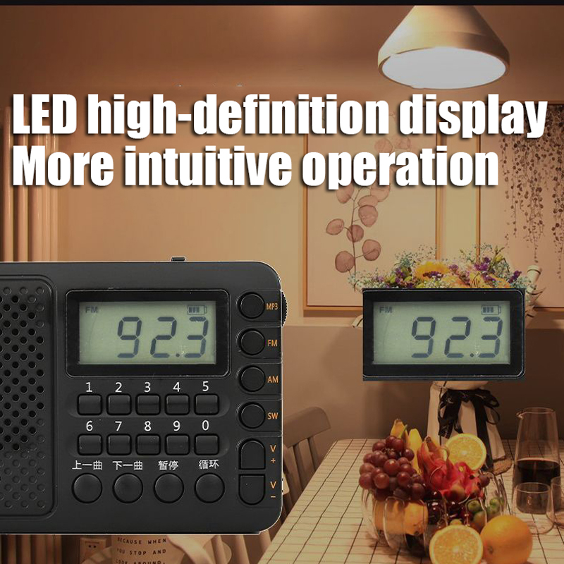 Der tragbare Vollband-Radio-FM/AM/SW-Empfänger unterstützt TF/USB mit 3,5-mm-Kopfhörerbuchse für LCD-Display-Musik player
