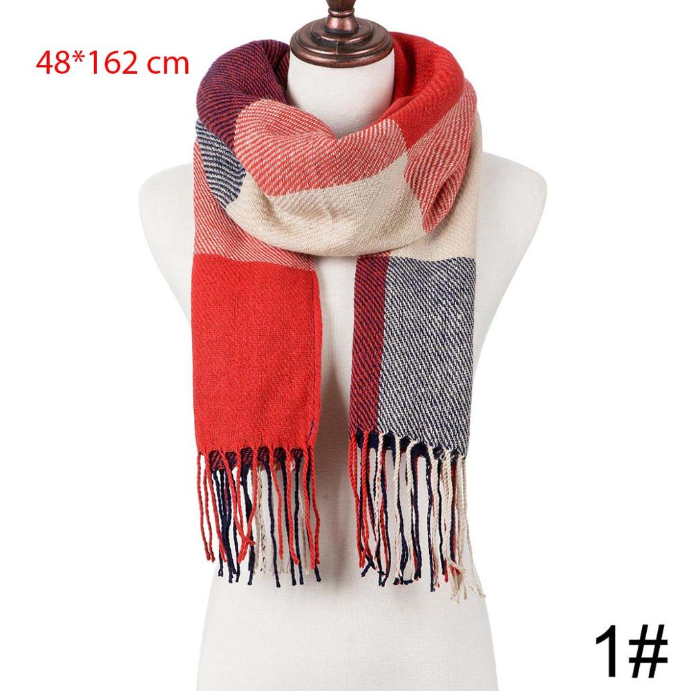 Vinter tørklæde til kvinde strik tassellong tørklæde bomuldsjal wrap sjal kvinde plaid efterår vinter varmt tilbehør: 1