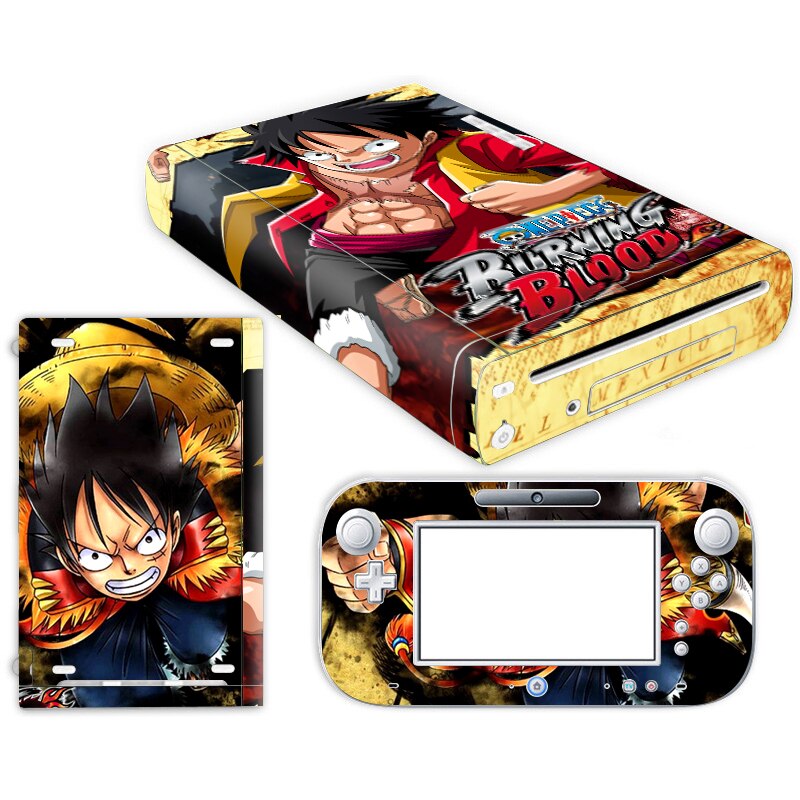 Anime One Piece Luffy Skin Sticker for Nintendo Wii U Console Cover with Remotes Controller Skins For Nintend wii u sticker