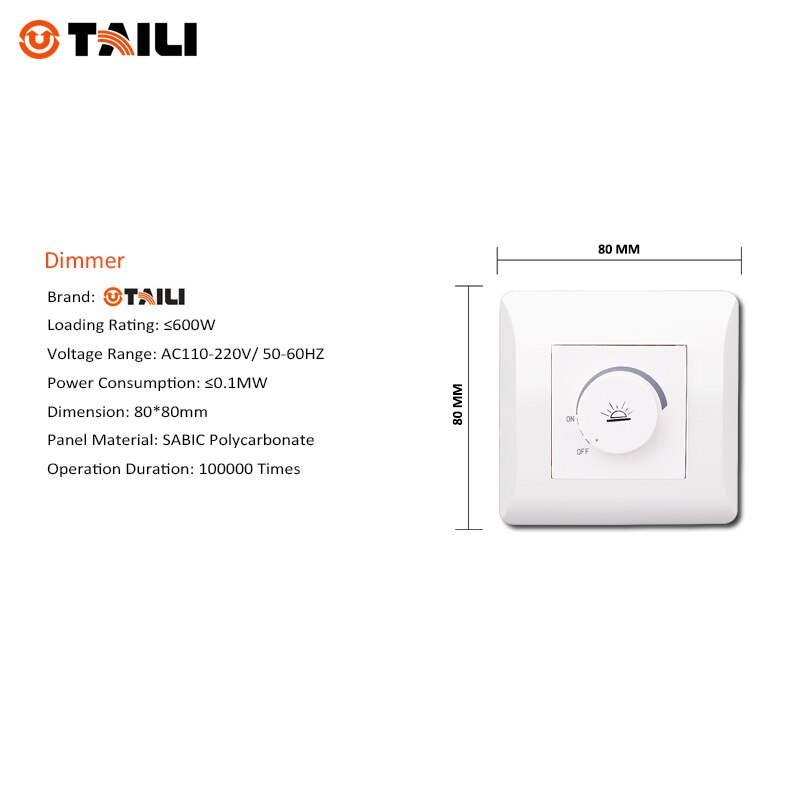 TAILI EU wall switch light dimmer switch lamp dimmer light controller light regulator light modulator TL0618