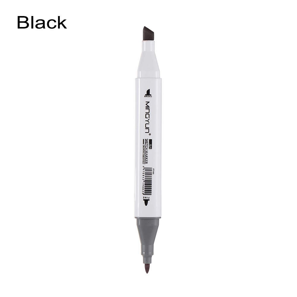 Marqueurs de couleurs Double tête 1 pièce | Brosse croquis peau brune série Portrait couleur dessin dessin dessin Manga Animation: Black