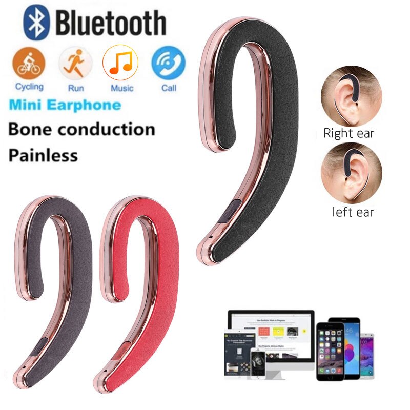 Trådløse bluetooth-headset trådløse bluetooth-hovedtelefoner trådløse bluetooth-øretelefoner knogleledning med mikrofon mini smartphone