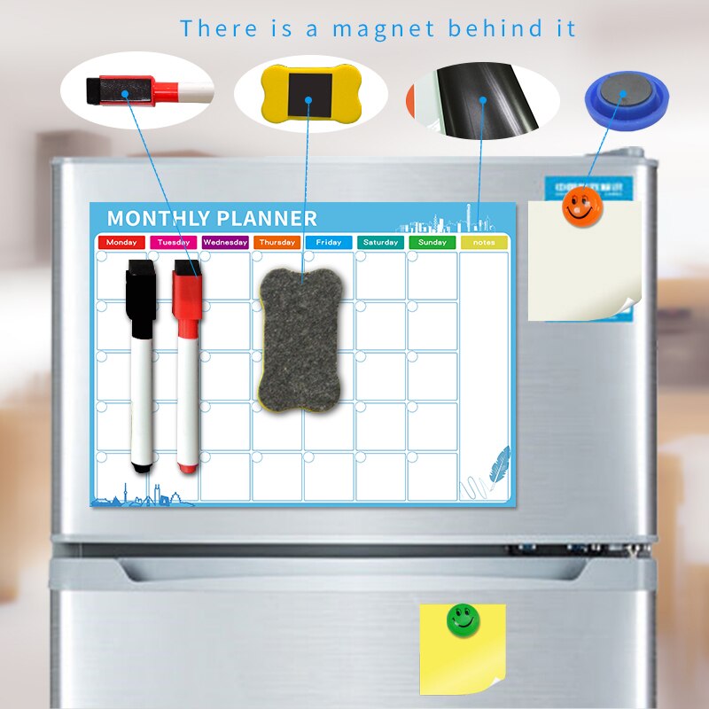 YIBAI Magnetic Monthly Planner Dry Erase Board for Fridge and Home school with free
