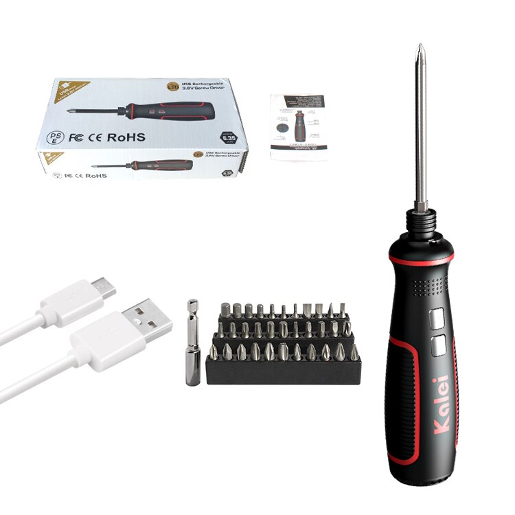 3.6v Lithium-ion Battery Rechargeable Cordless Power Electric Screwdriver + Short / Extended Beatle Electric Drill Bit Set: G2-33S Drills