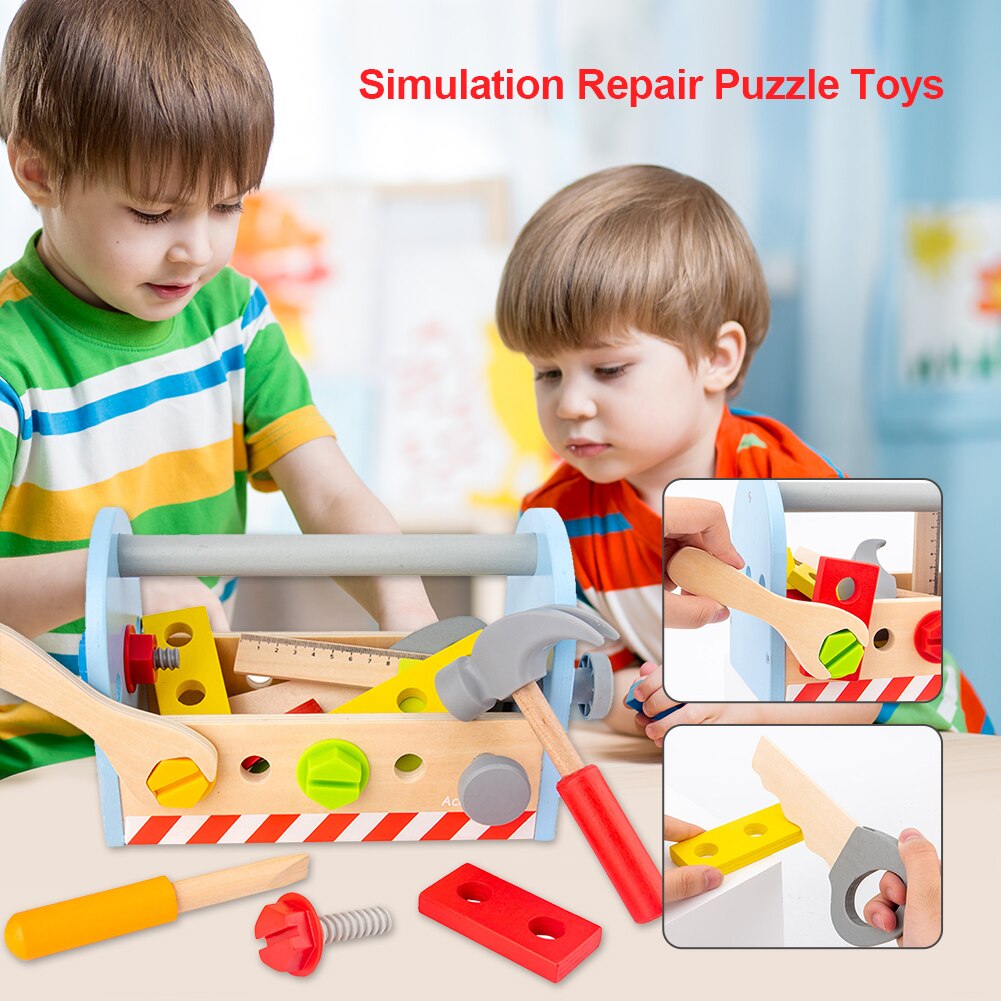 Elektronische Mini Gesimuleerde Kits Speelgoed Houten Reparatie Simulatie Toolsbox Set Diy Vroege Onderwijs Fun Speelgoed Voor Jongen Puzzel