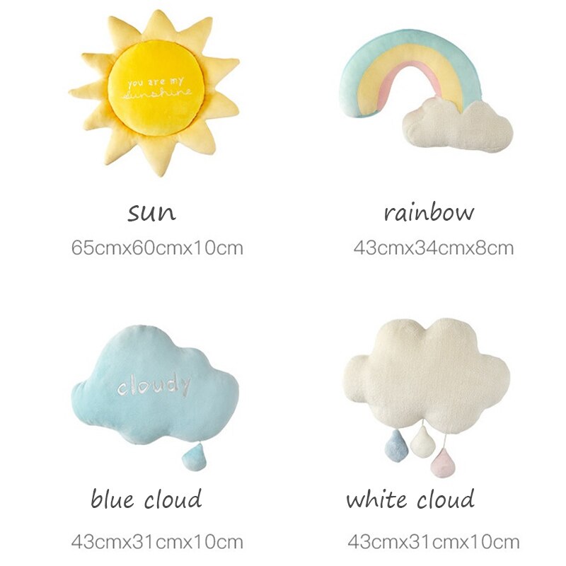 Leuke Creatieve Regenboog Zon Cloud Knuffel Gevuld Zon Bewolkt Natuurlijke Weer Zachte Pop Home Decoratie Kussen Kinderen Speelgoed