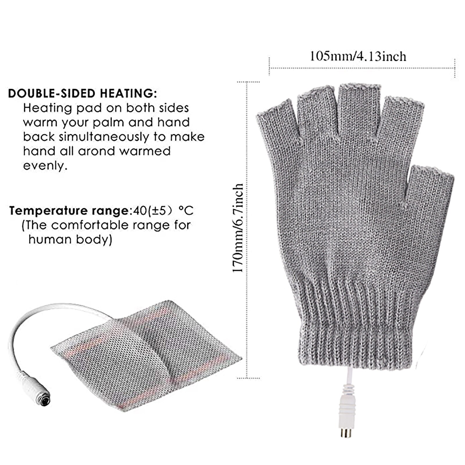 Heated Gloves Fingerless Heating USB Heated Gloves Laptop Gloves Winter Unisex Hands Warm Hands Warmer Woolen Warm Laptop Gloves