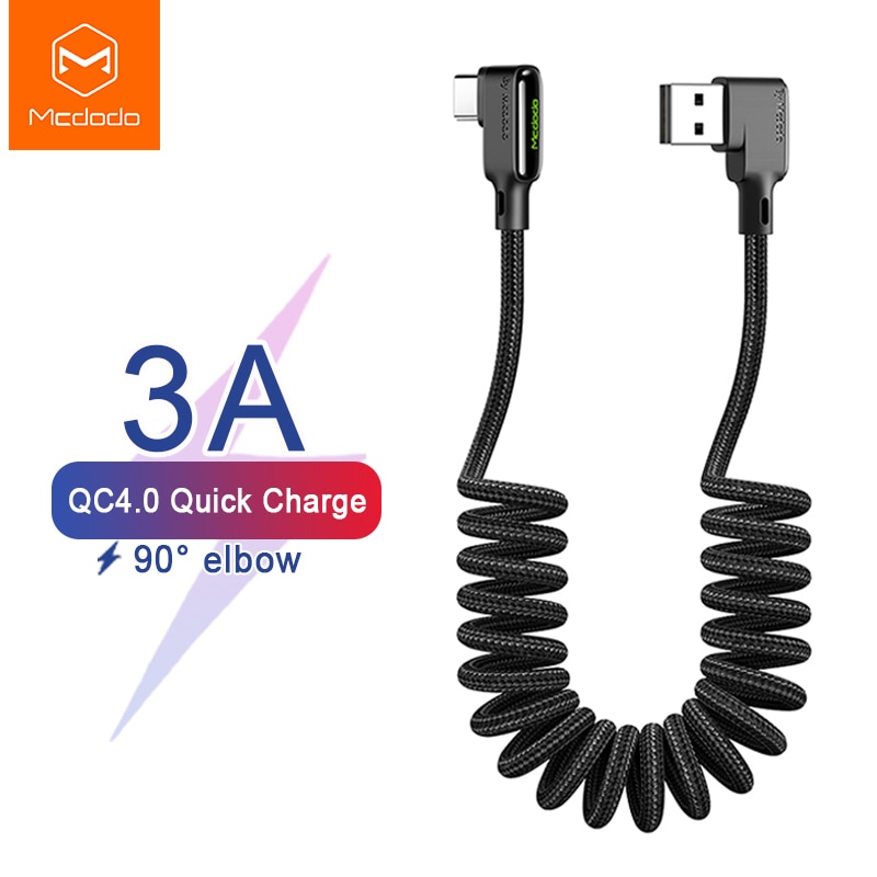 Cavo USB a molla retrattile Mcdodo tipo C 3A per Huawei Xiaomi Samsung S10 One Plus cavo dati caricabatterie 4.0 a ricarica rapida