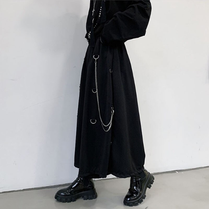 Homens-ropa de calle informal de metal para hombre, camisa masculina de estilo japonés, estilo gótico, punk, kimono