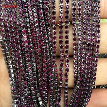 2/2. 5/2. 8/3mm Black Base Hoge Dichtheid Plaksteen Dark Purple Rhinestone Ketting Voor Decor Craft Naaien Kleding Accessoires