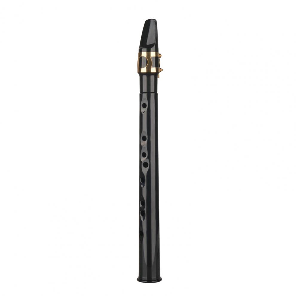 Saxofón de bolsillo portátil de plástico para entrenamiento, instrumento de saxo con lengüetas, bolsa de transporte, pastas de diente para principiantes: Negro