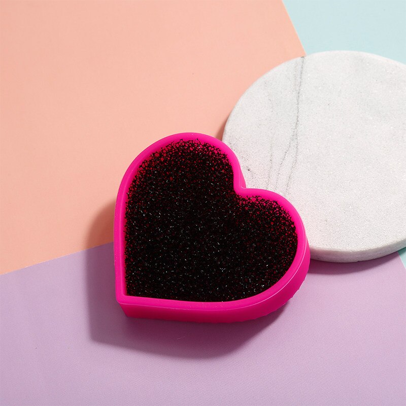 Fröken underbara hjärtformade silikon skrubba ägg skrubber smink svamp borstar kosmetiska puff rengöring verktyg kemtvätt board: Rosa