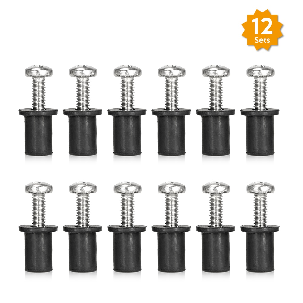 12 PCS Kayak Well Nuts Blind Fastener Windscreen Rivet Fishing Kayak Canoe Boat Marine with Screw M4/M5/M6 Well Nut