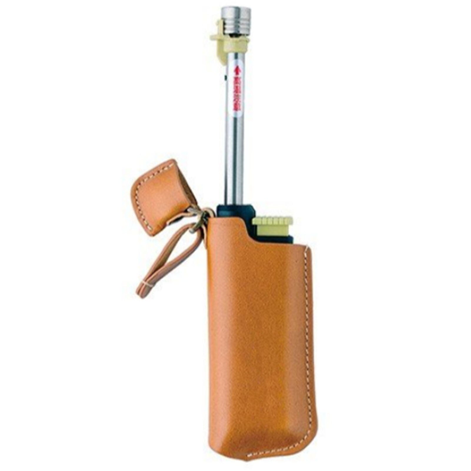 Funda de encendido para acampada al aire libre, funda de almacenamiento de encendedor de PU a prueba de viento, accesorios de acampada de 12X4cm