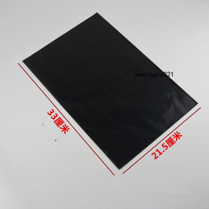 Enkeltsidet sort carbonpapir  a4 størrelse kan bruges gentagne gange 21.5*33cm 100 stk/pak
