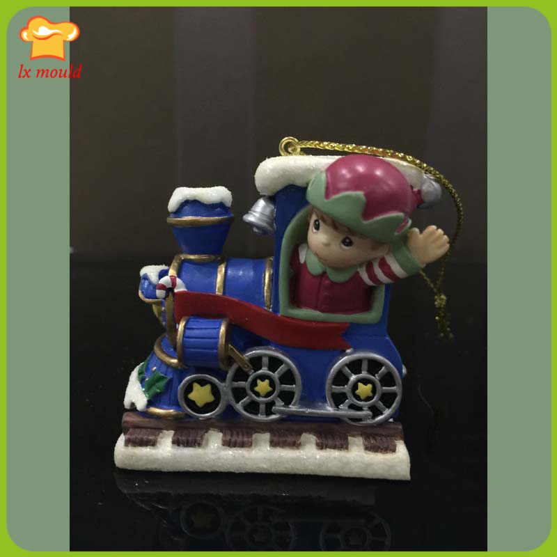 Tomte att öppna tåg kan göra silikonform lera klistermärken ljus tvål jultårta dekoration