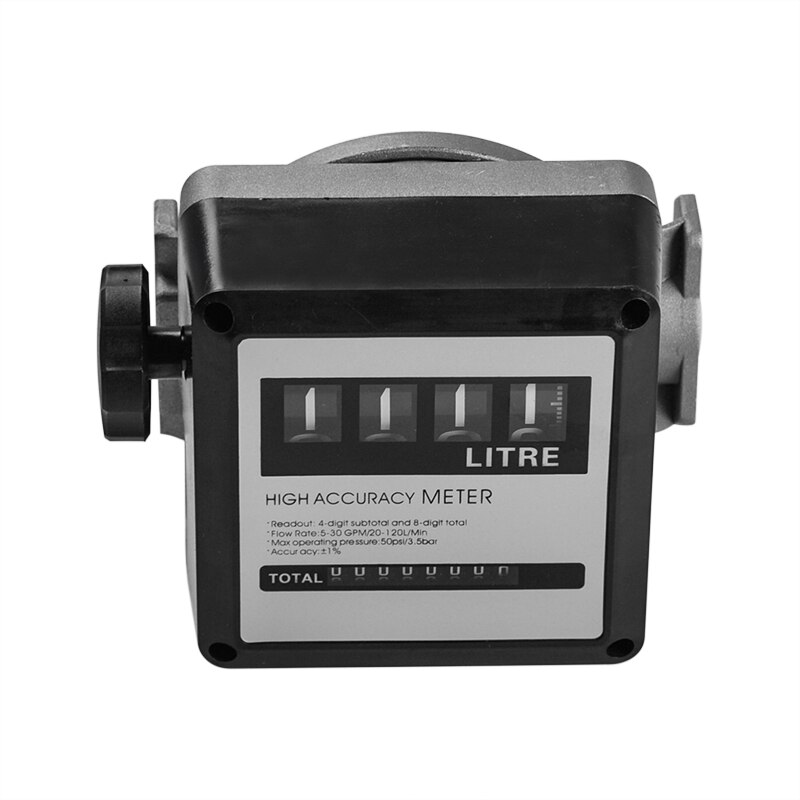 1Pcs FM-120 4 Digital Gasoline Fuel Petrol Oil Flow Meter 20-120L/Min Four Digital for Diesel Fuel Oil Flow Meter Counter