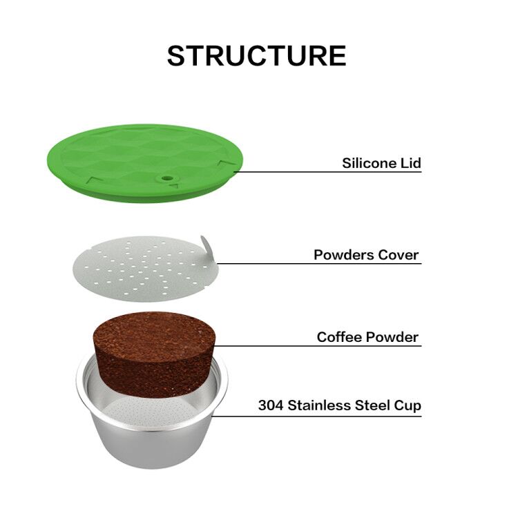 Rustfritt stål metall gjenbrukbar 1 stk dolce velbehag kapsel silikondeksel passer til dolce velbehag kaffemaskin etterfyllbar kaffekurv