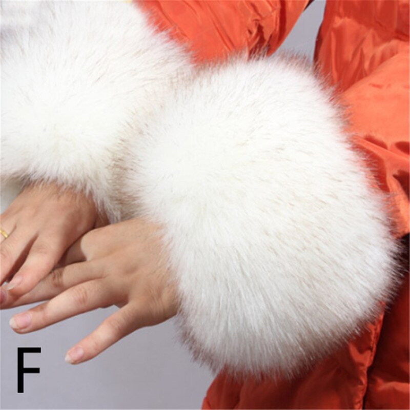 1 par kvinder vinter håndled varmere oversleeve varm og blød faux pels vindtæt arm armbånd armbånd arm ærmer: F