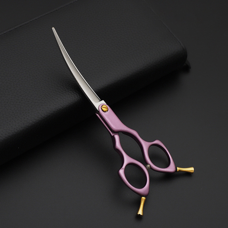 Japan 440C Curved Dog Grooming Scissors 6/6.5 Inch Stainless Steel Pet Shear with Alloy Handle Teddy: 6.5 inch / pink 2