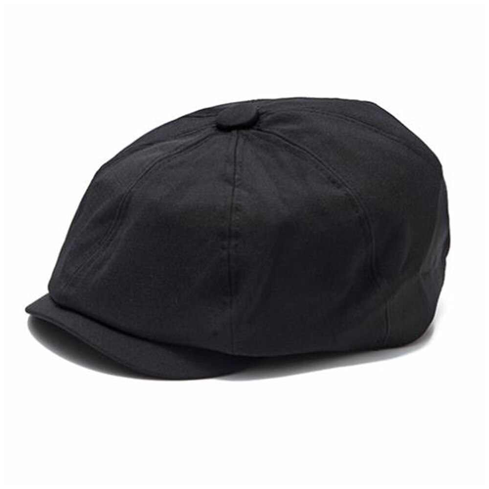 BUTTERMERE-Gorra Newsboy para hombre y mujer, boina Lisa Vintage, informal, negra y gris, para primavera y verano: Black