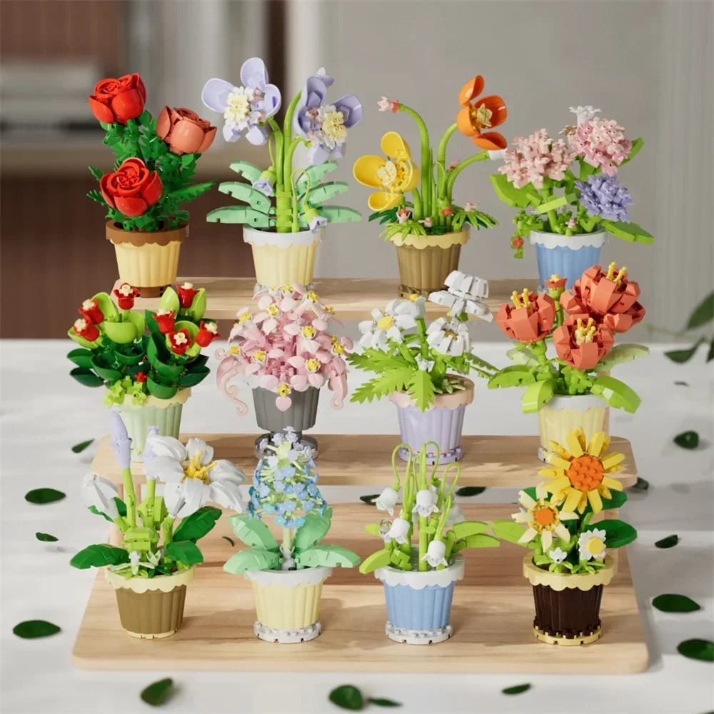 Mini Daisy Flower with Pot Micro Building Block Toy Intricate Floral Details Multiple Styles Available for Home and Office Décor