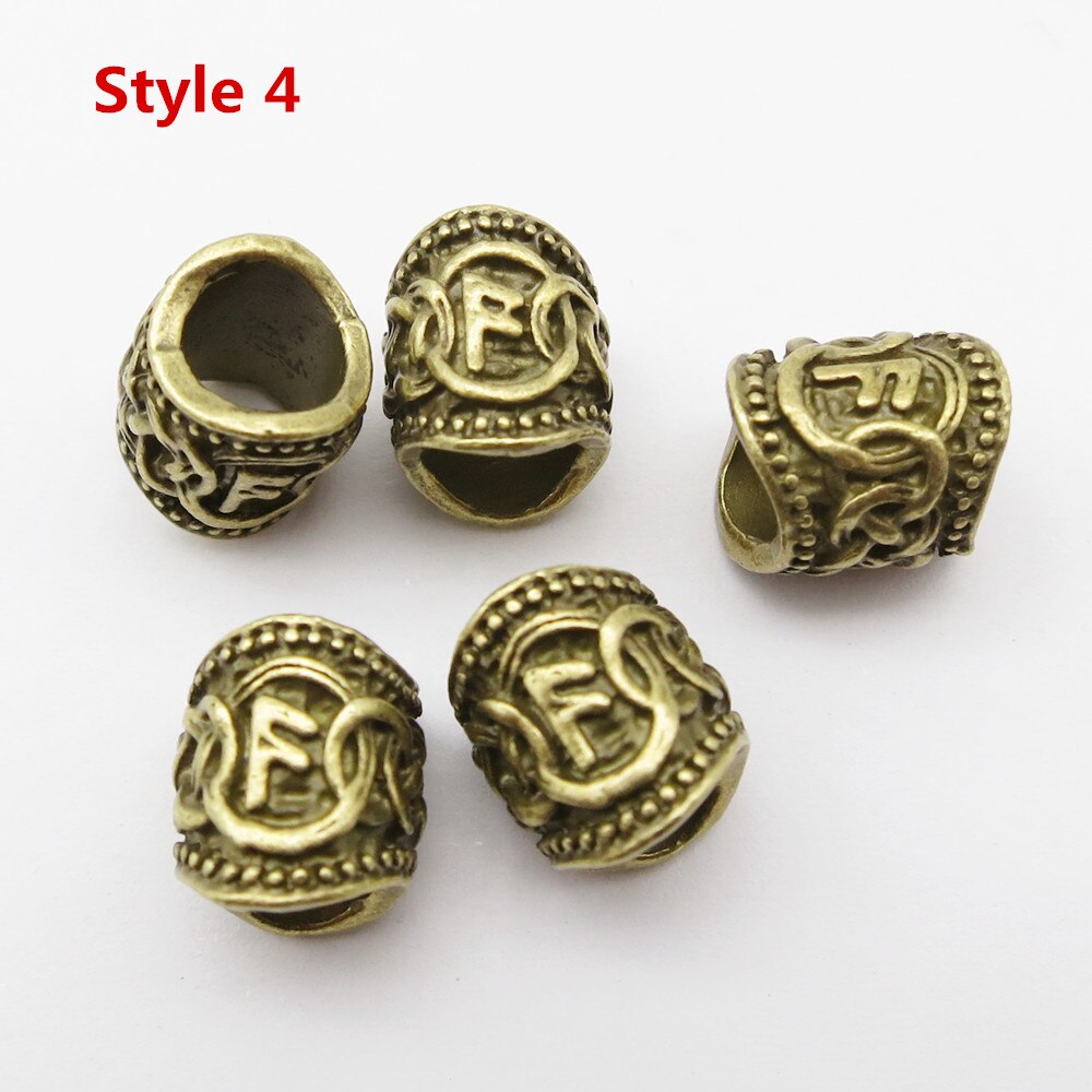 24Pcs/5Pcs Brons Viking Rune Haar Vlecht Dread Dreadlock Baard Kralen Ringen Buizen Voor Mannen Vrouwen Haar accessoires: 5pcs Style 4